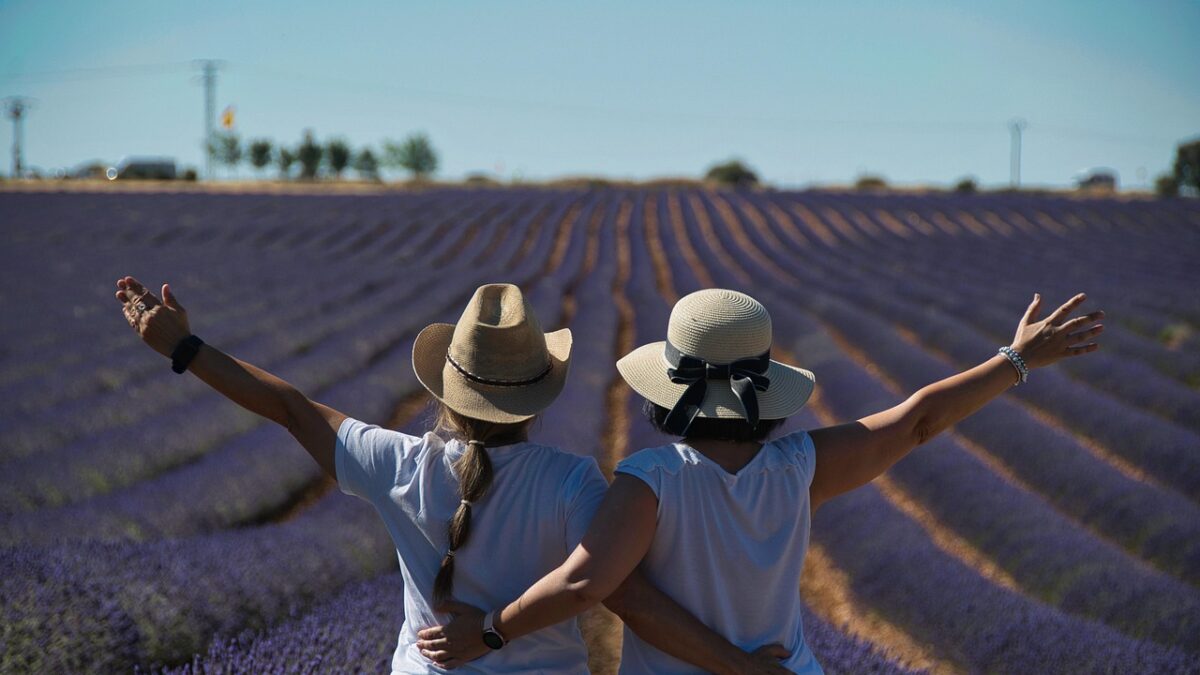 Women in lavender fields