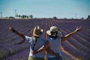Women in lavender fields