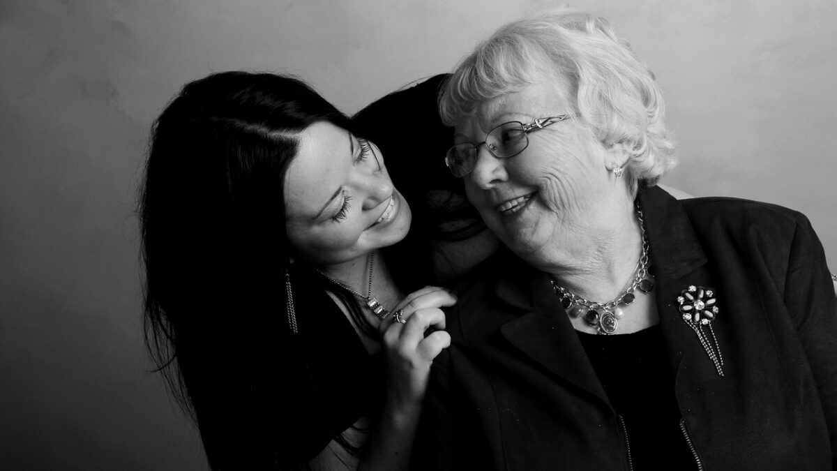 elderly woman with younger woman